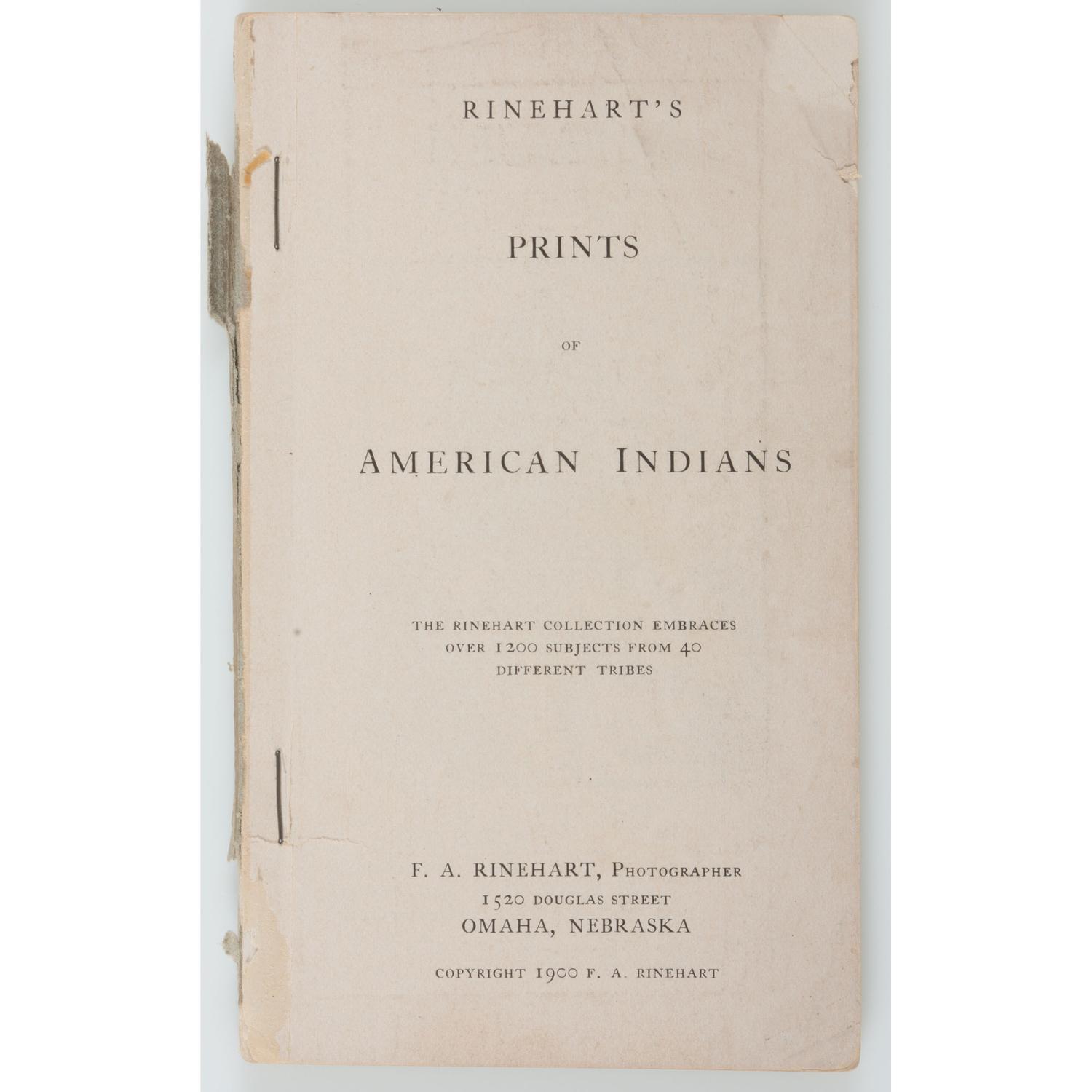 Scarce Catalogue of F.A. Rinehart's Photographs of American Indians
