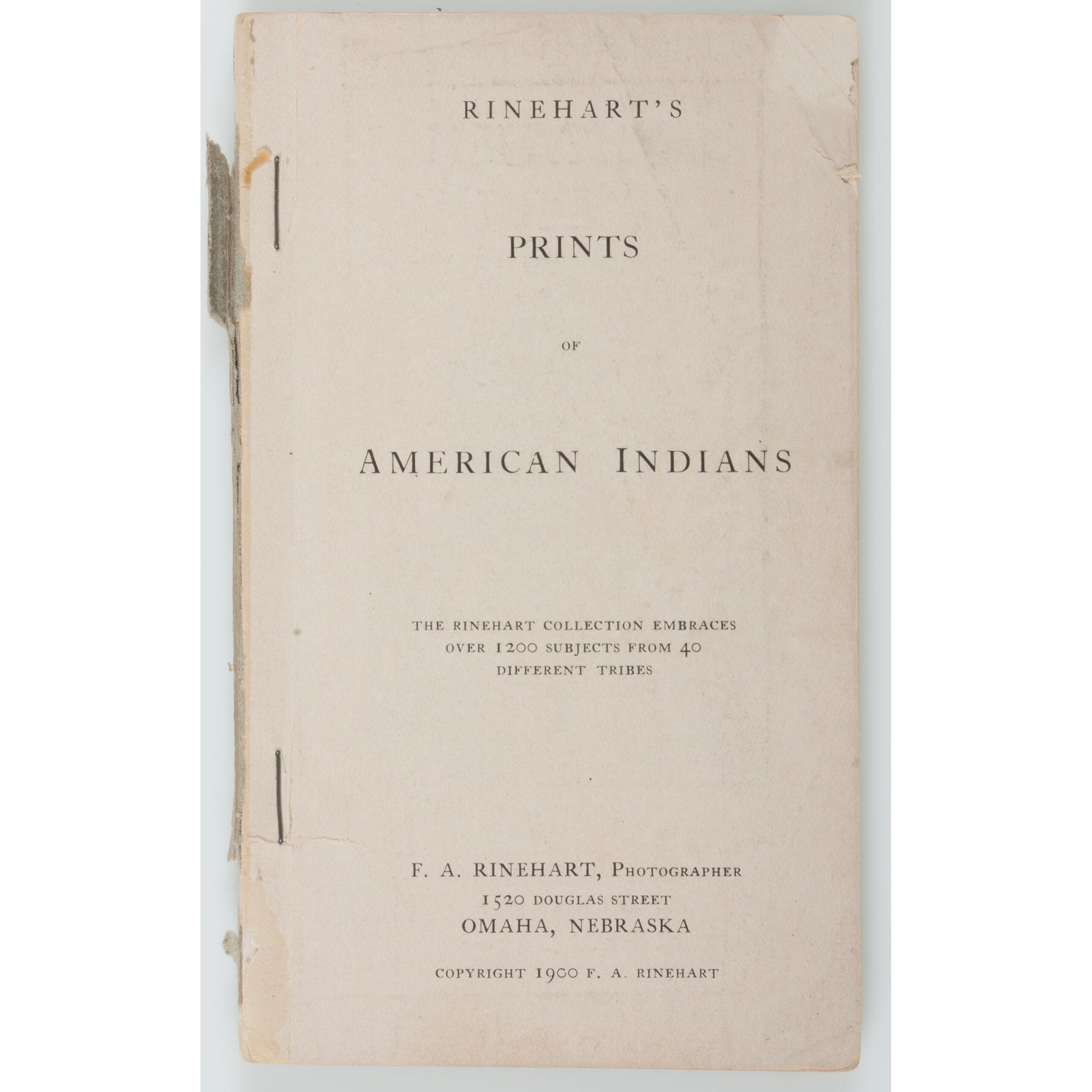 Scarce Catalogue of F.A. Rinehart's Photographs of American Indians