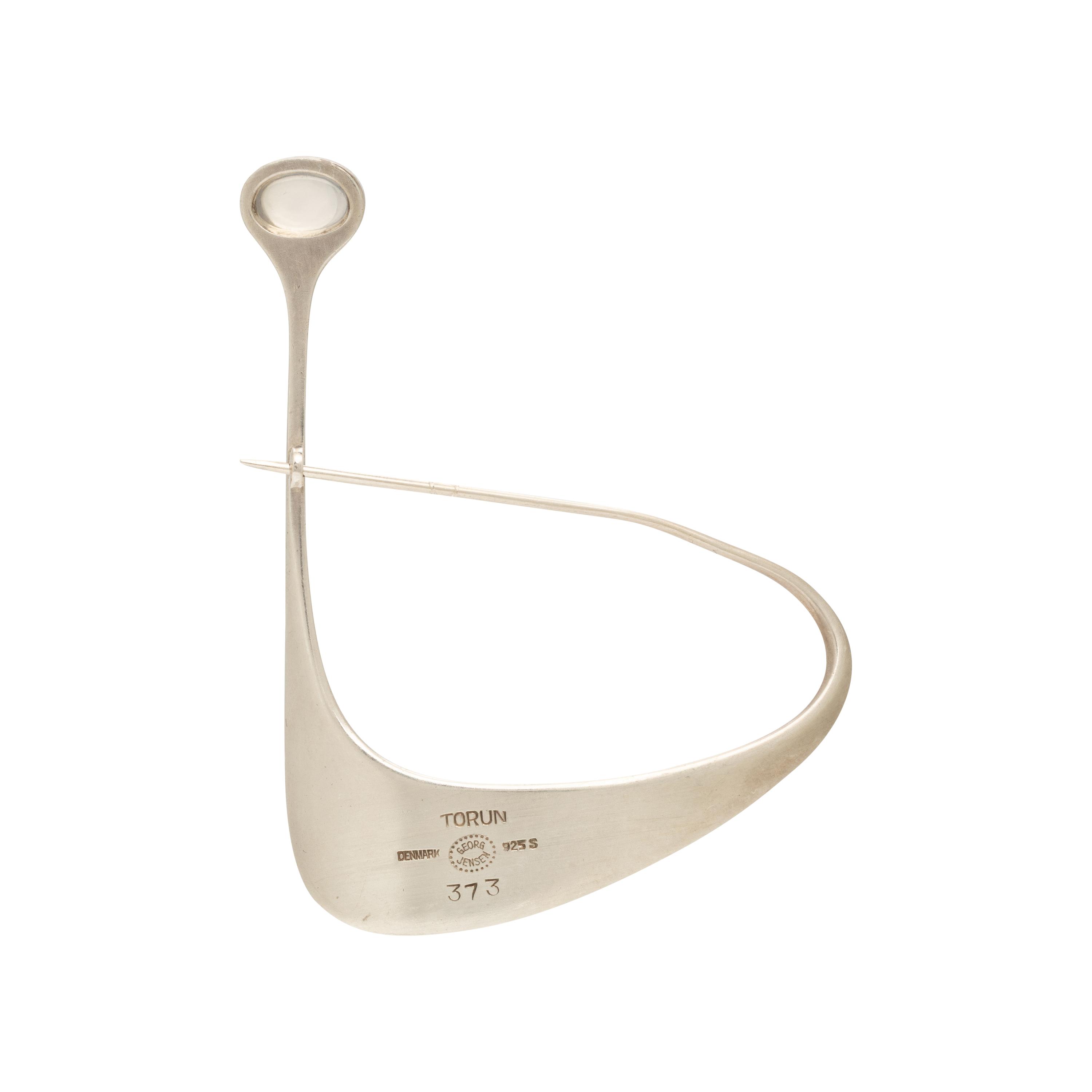 Georg Jensen, Vivianna Torun Bülow-Hübe, Sterling Silver and Moonstone Brooch