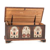 A Federal Flower and Compass Decorated Poplar and Pine Elisabet Conradin Blanket Chest