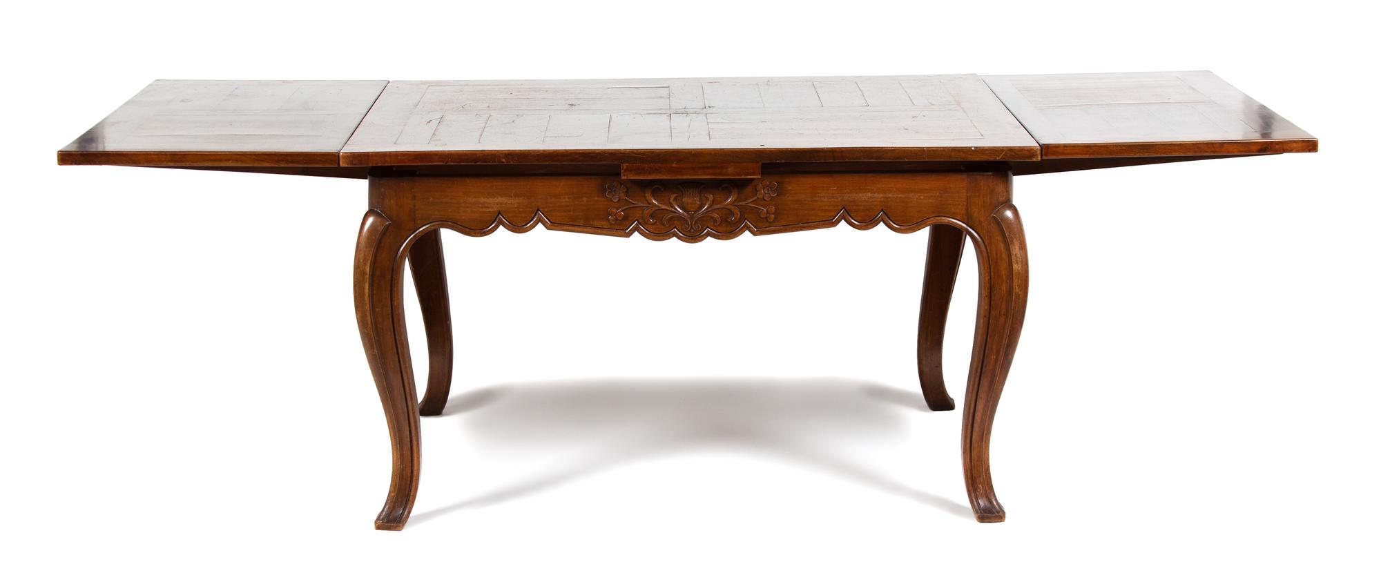 A French Provincial Carved Walnut Extension Table