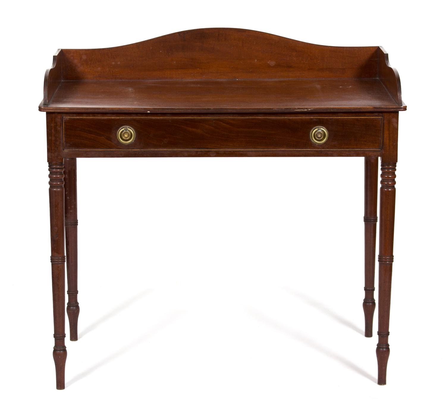 A Regency Mahogany Side Table Height 37 1/2 x width 39 x depth 21 3/4 inches. — 19TH CENTURY