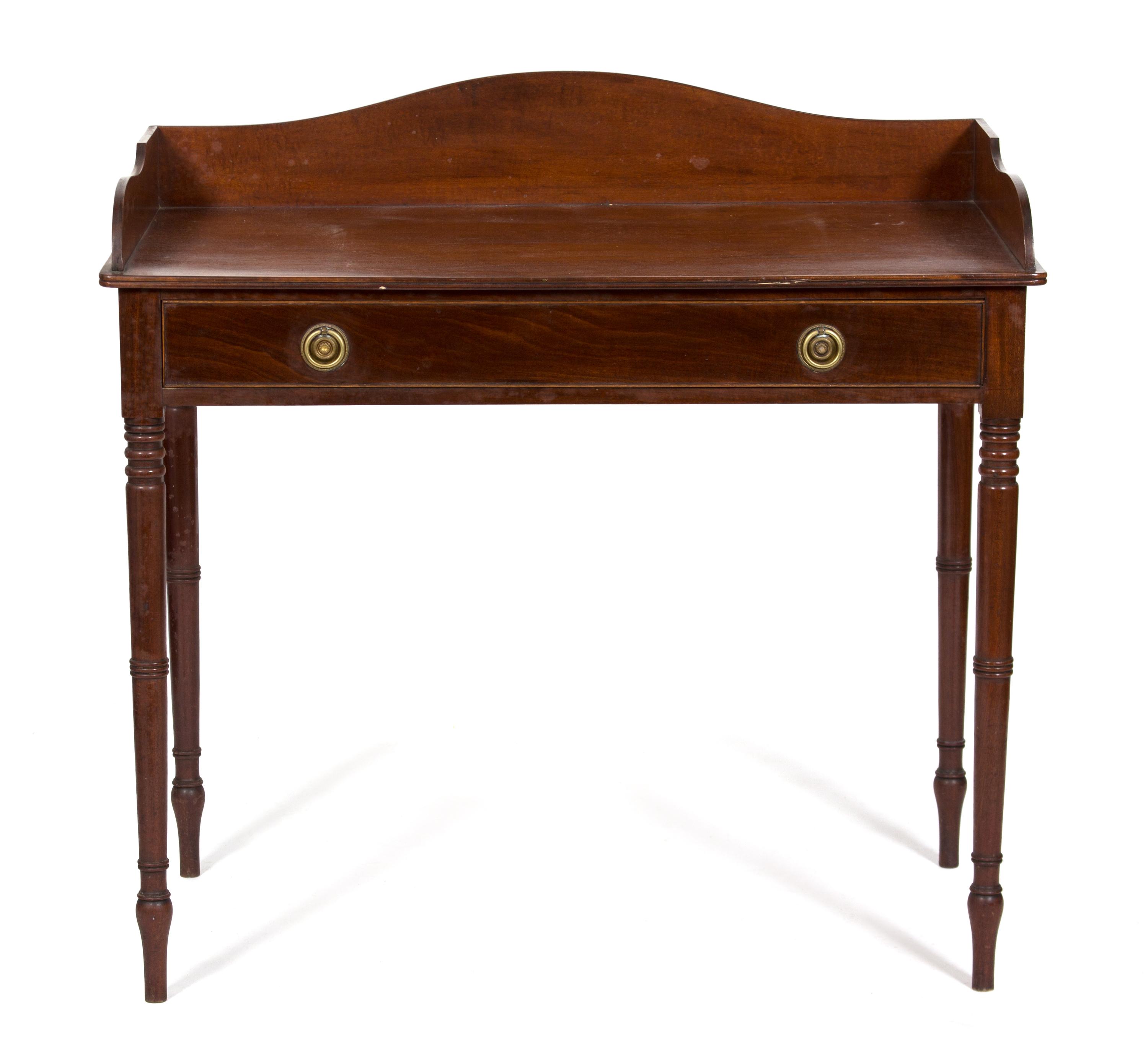 A Regency Mahogany Side Table Height 37 1/2 x width 39 x depth 21 3/4 inches. — 19TH CENTURY
