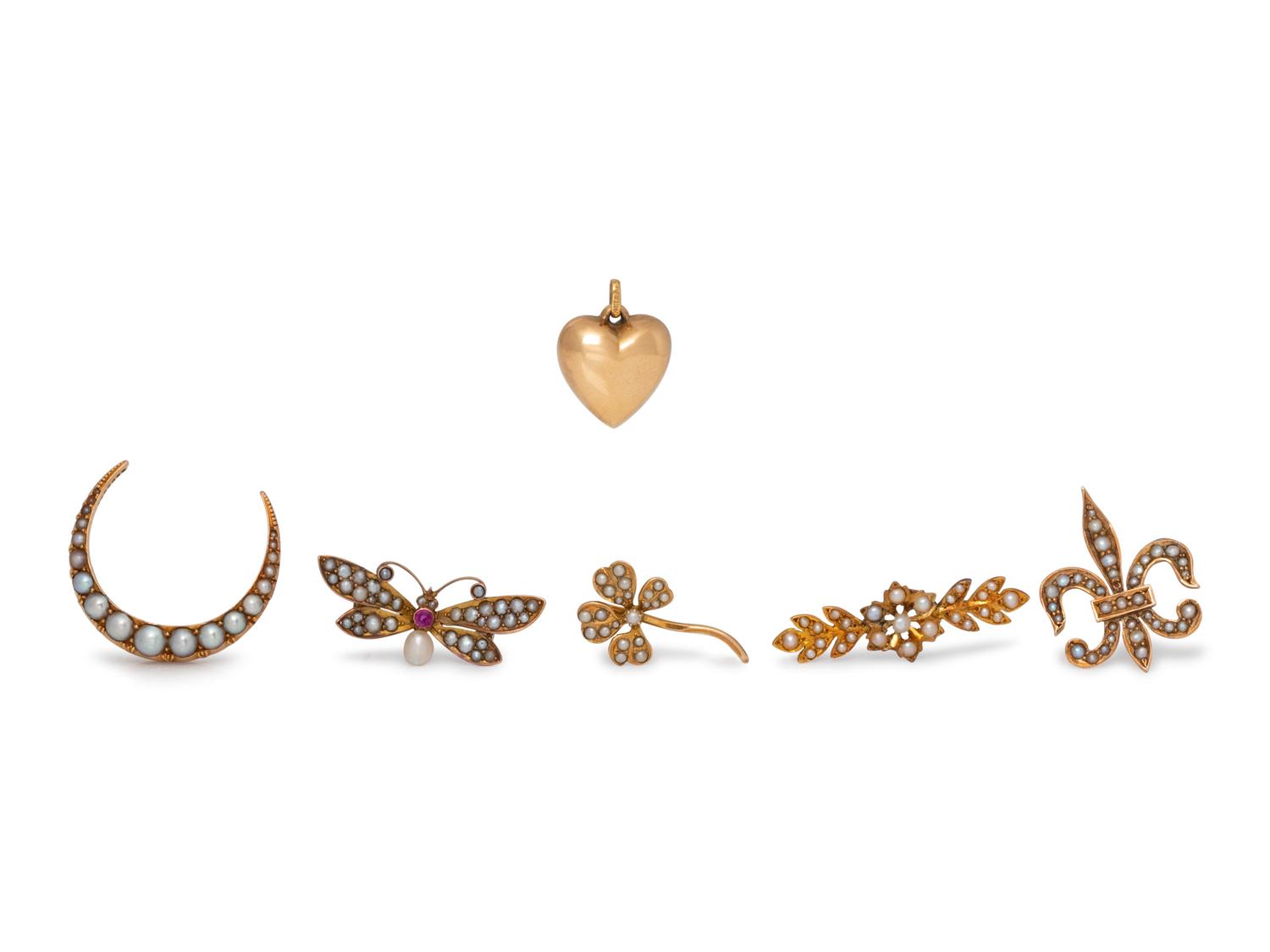 A Collection of Antique Yellow Gold Jewelry,