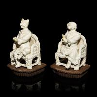 Two Chinese Blanc de Chine Porcelain Zodiac Figures, Early-Mid 20th Century — 近代 德化白瓷生肖兩尊
