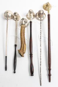 A Group of Five Silver Candle Snuffers, various makers, comprising examples by 'Tiffany & Co.', 'Graff, Washbourne & Dunn', an example