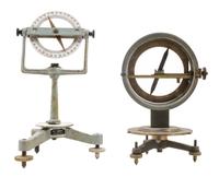 Two Tripod Compasses Height of first 10 3/8 inches.