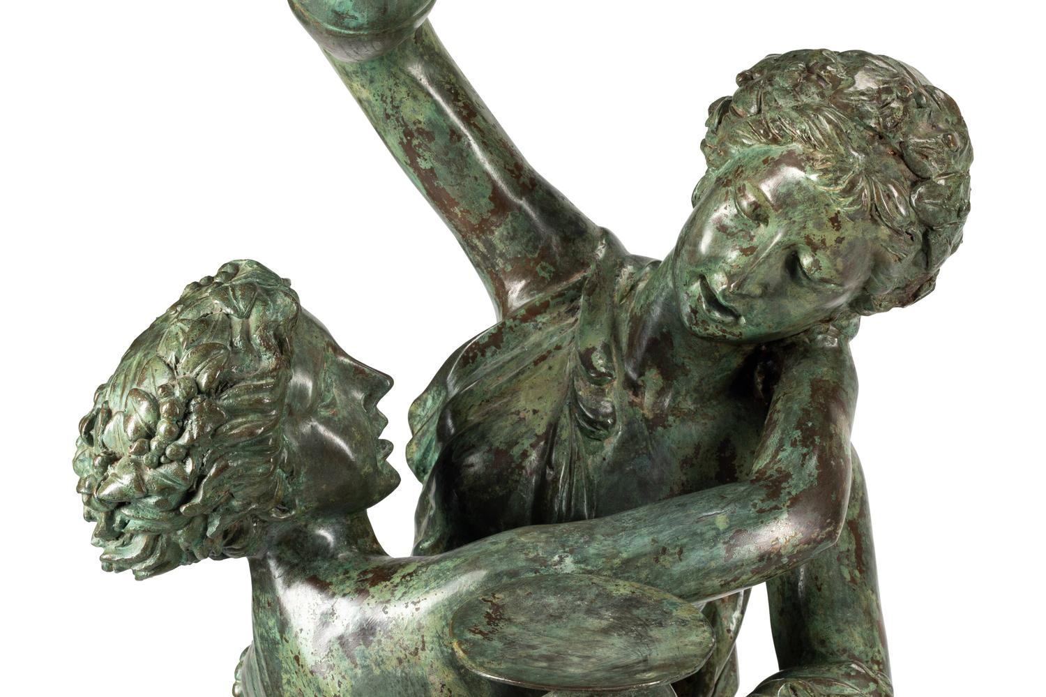 A Large Patinated Bronze Figural Group