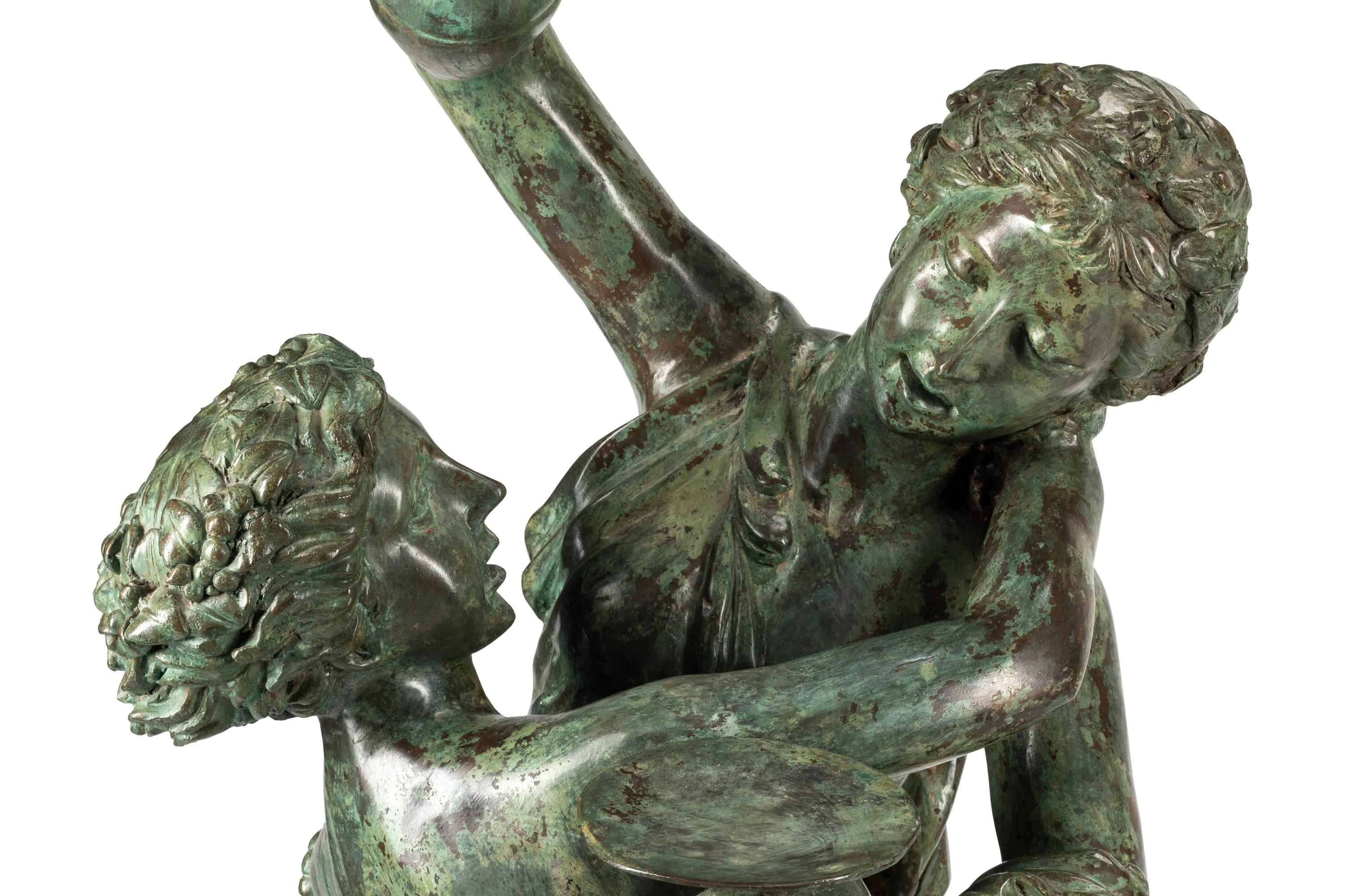 A Large Patinated Bronze Figural Group