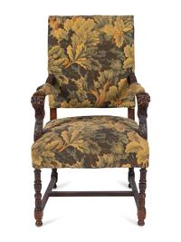 A Renaissance Style Tapestry-Upholstered Carved Walnut Great Chair — LATE 19TH / EARLY 20TH CENTURY