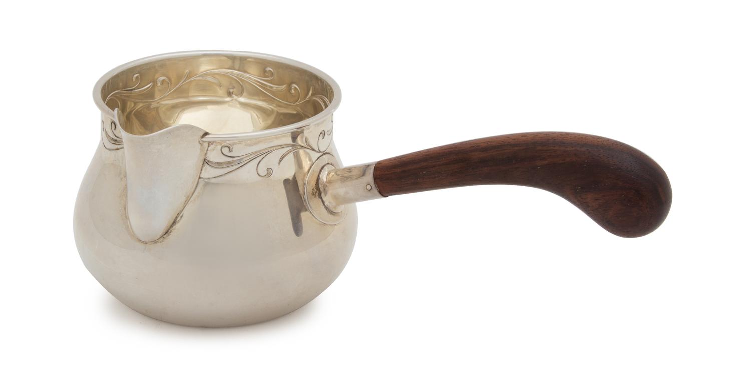 An American Silver Sauce Ladle with Treen Handle, Towle Silversmiths, Newburyport, MA,