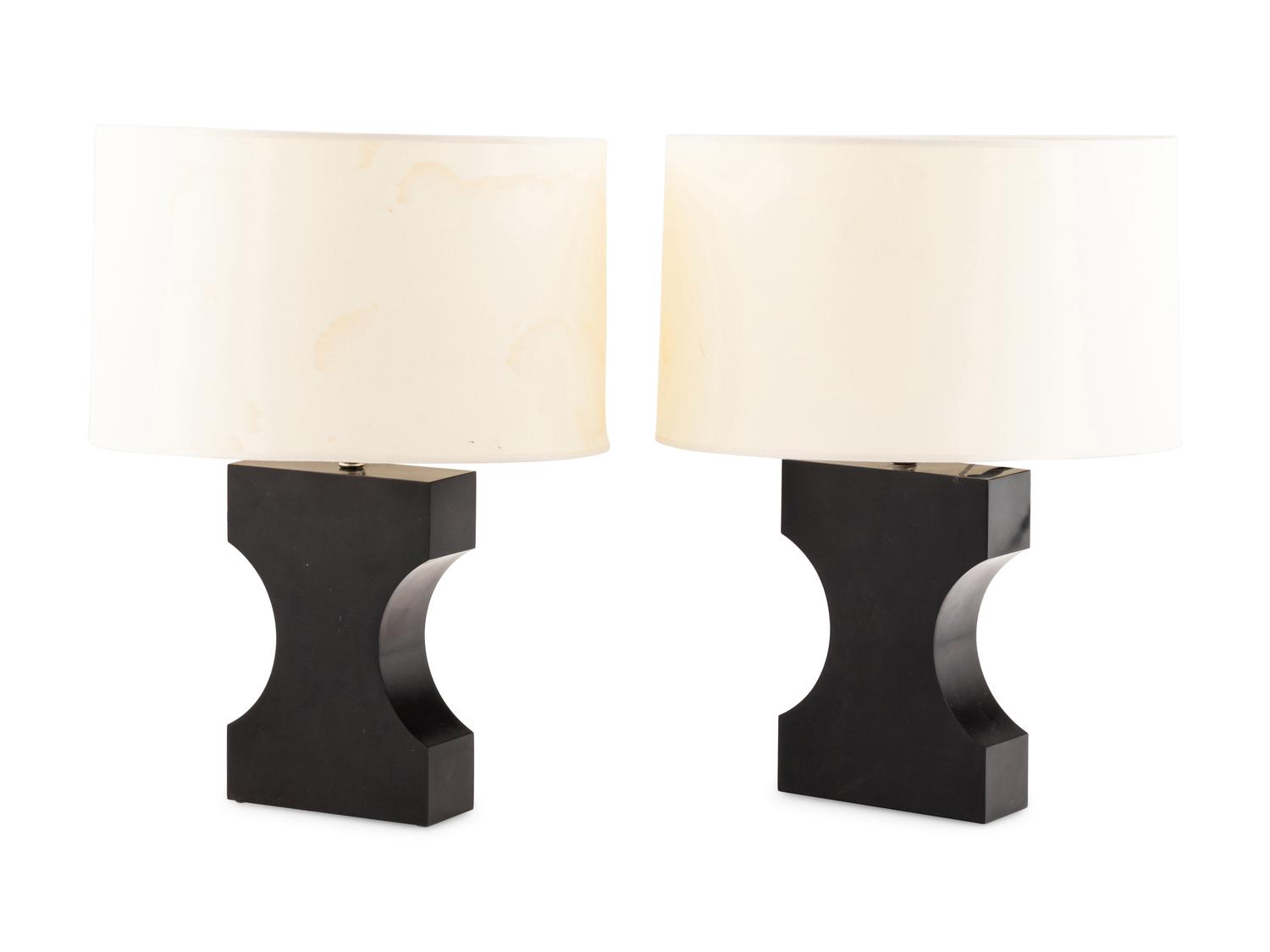 A Pair of Contemporary Black Slate Table Lamps