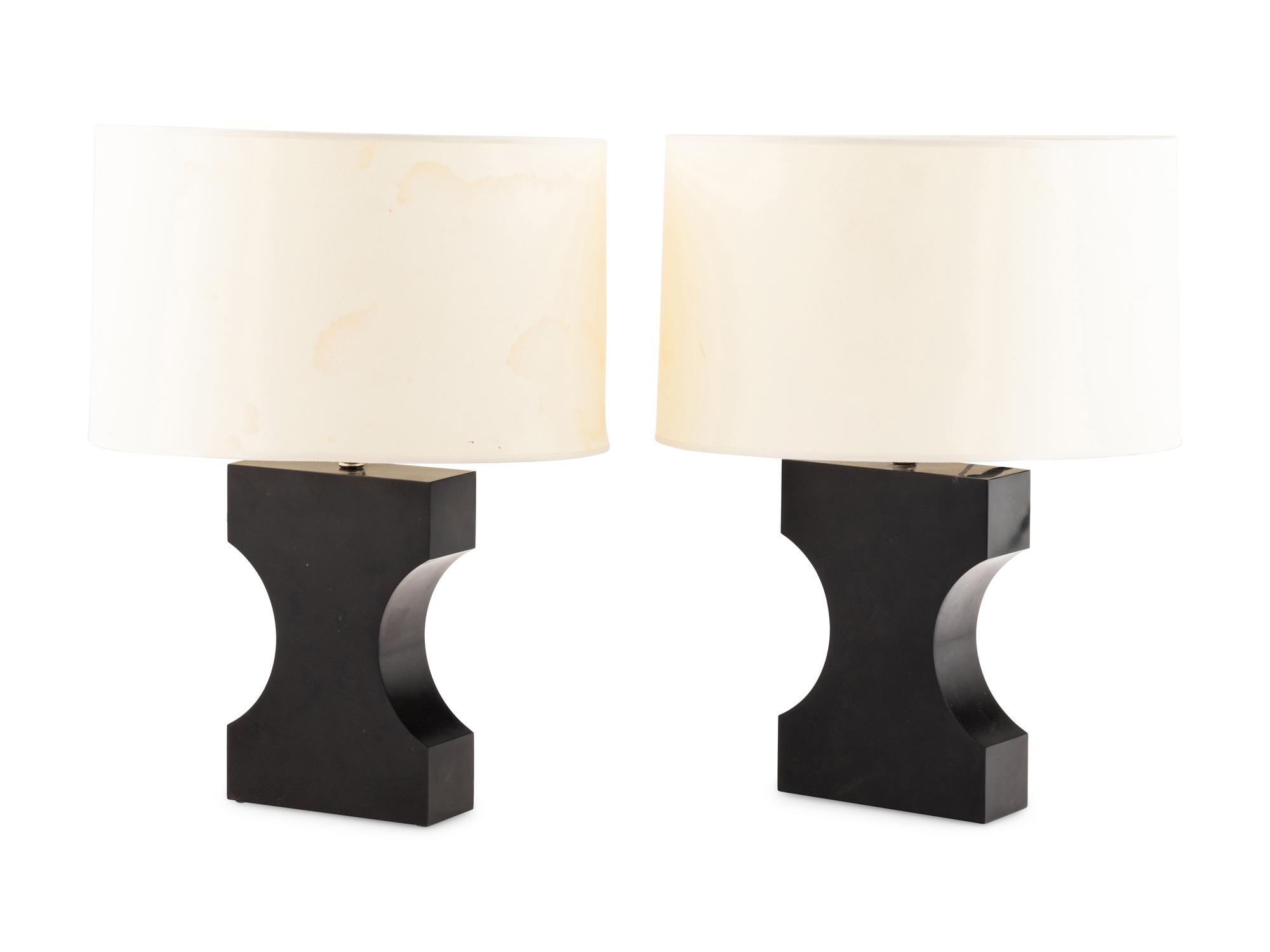A Pair of Contemporary Black Slate Table Lamps