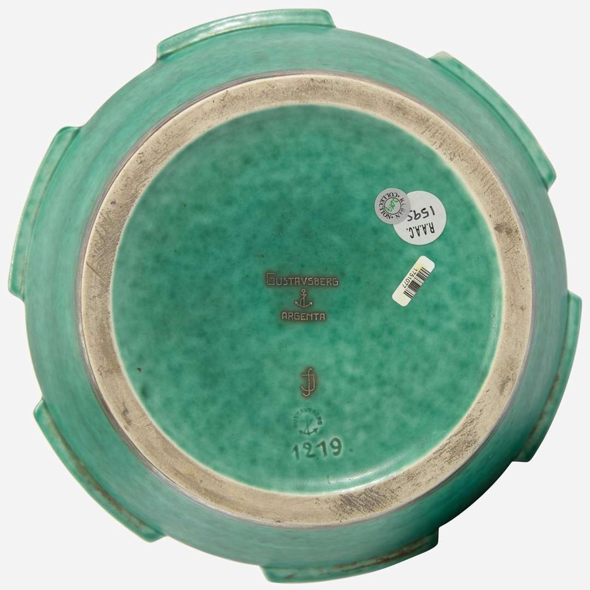 Wilhelm Kåge (Swedish, 1889-1960) Fine Large Lidded Argenta Vessel, Gustavsberg, Sweden, 1930s