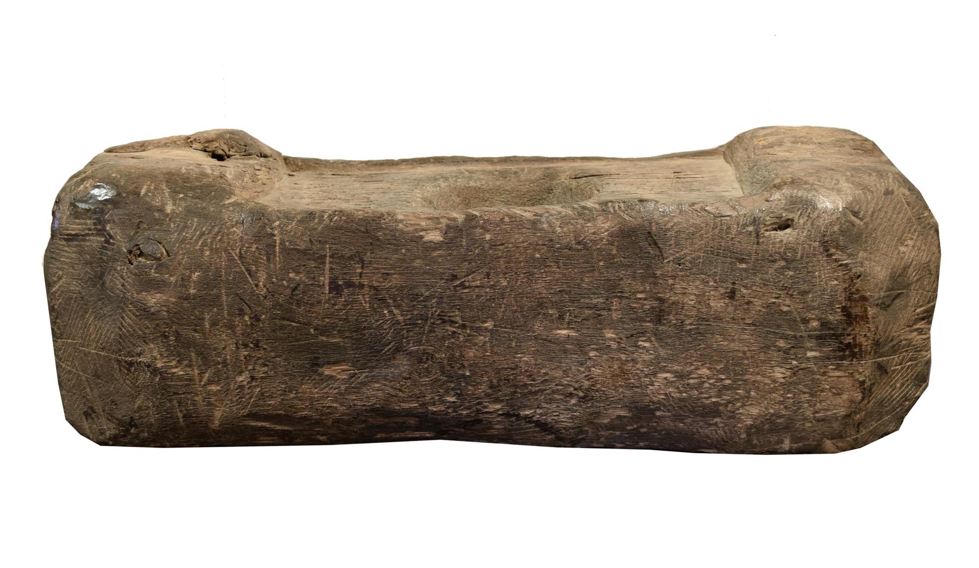 A Primitive Wood Mortar 29" W x 10" D x 10" H — Argentina, 19th Century