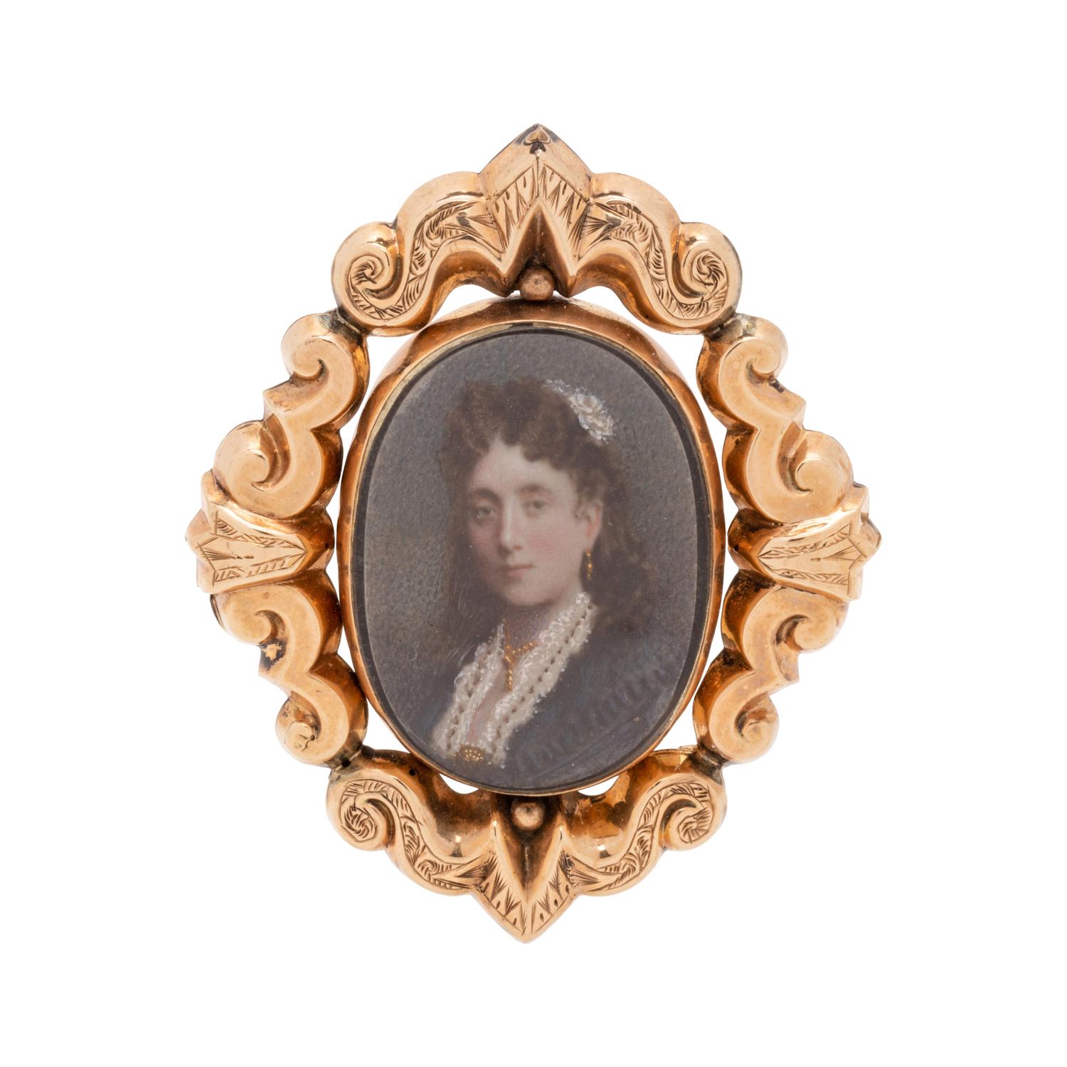VICTORIAN, YELLOW GOLD MOURNING BROOCH
