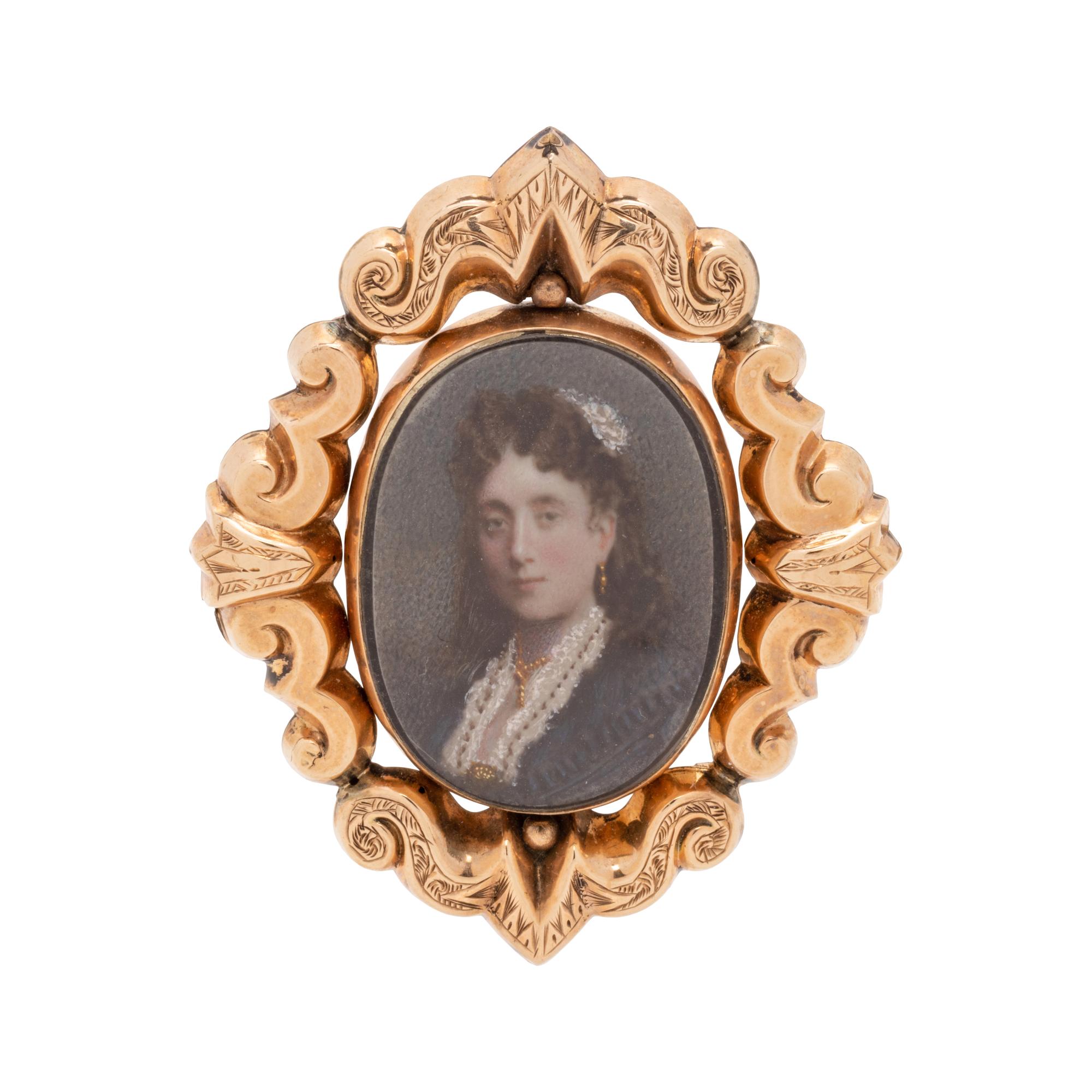 VICTORIAN, YELLOW GOLD MOURNING BROOCH