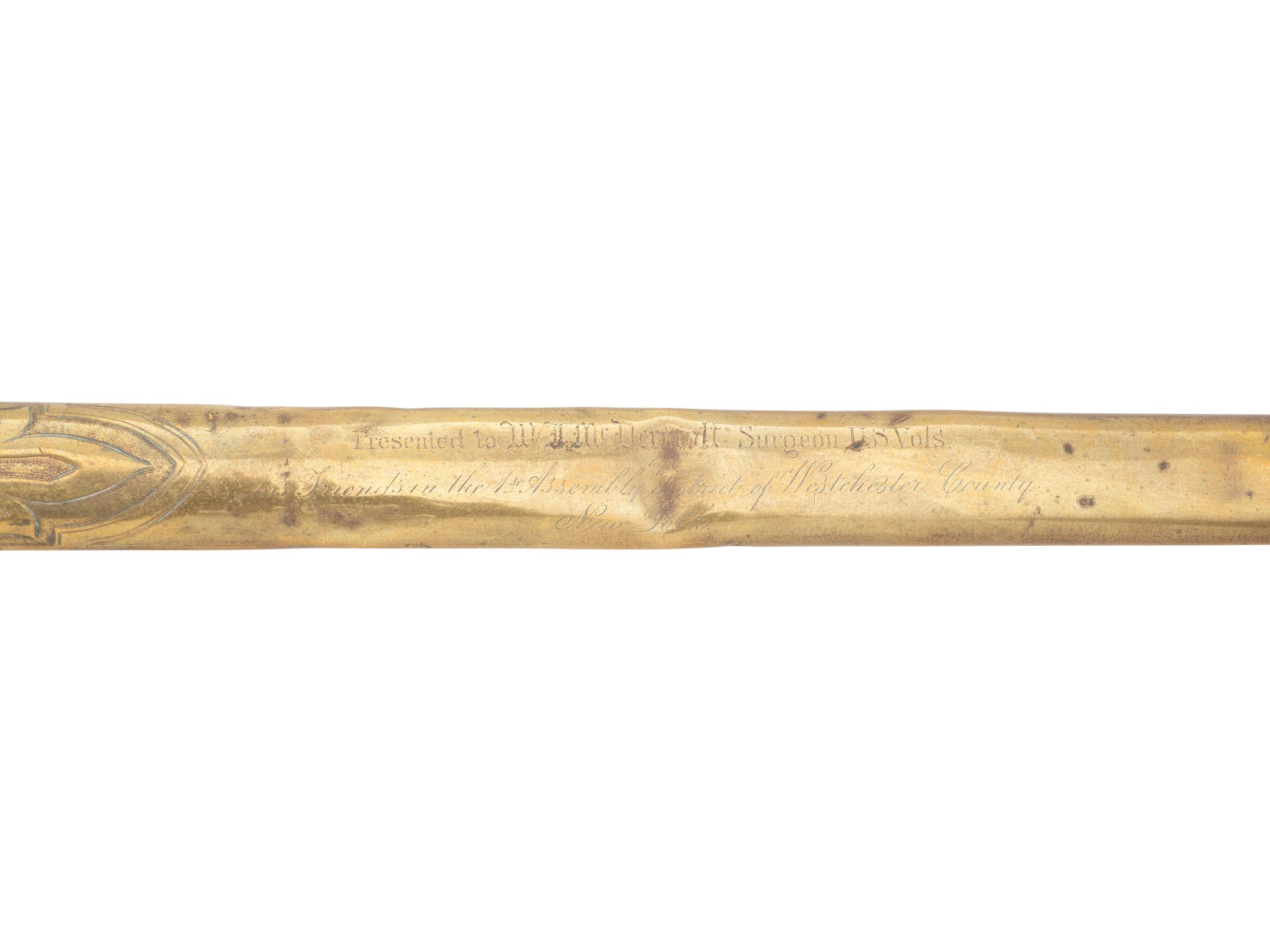 [CIVIL WAR]. Sword, war-date photograph, medical officer's sash, belt and buckle identified to Surgeon William J. McDermott, New York.