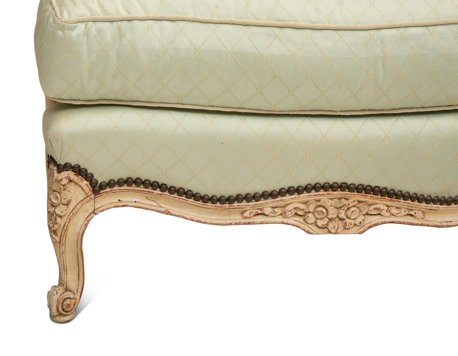 A Louis XV Style Painted Sofa with Scalamandré Upholstery