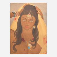 Abdur Rahman Chughtai (Pakistani, 1894-1975) Nude Goddess