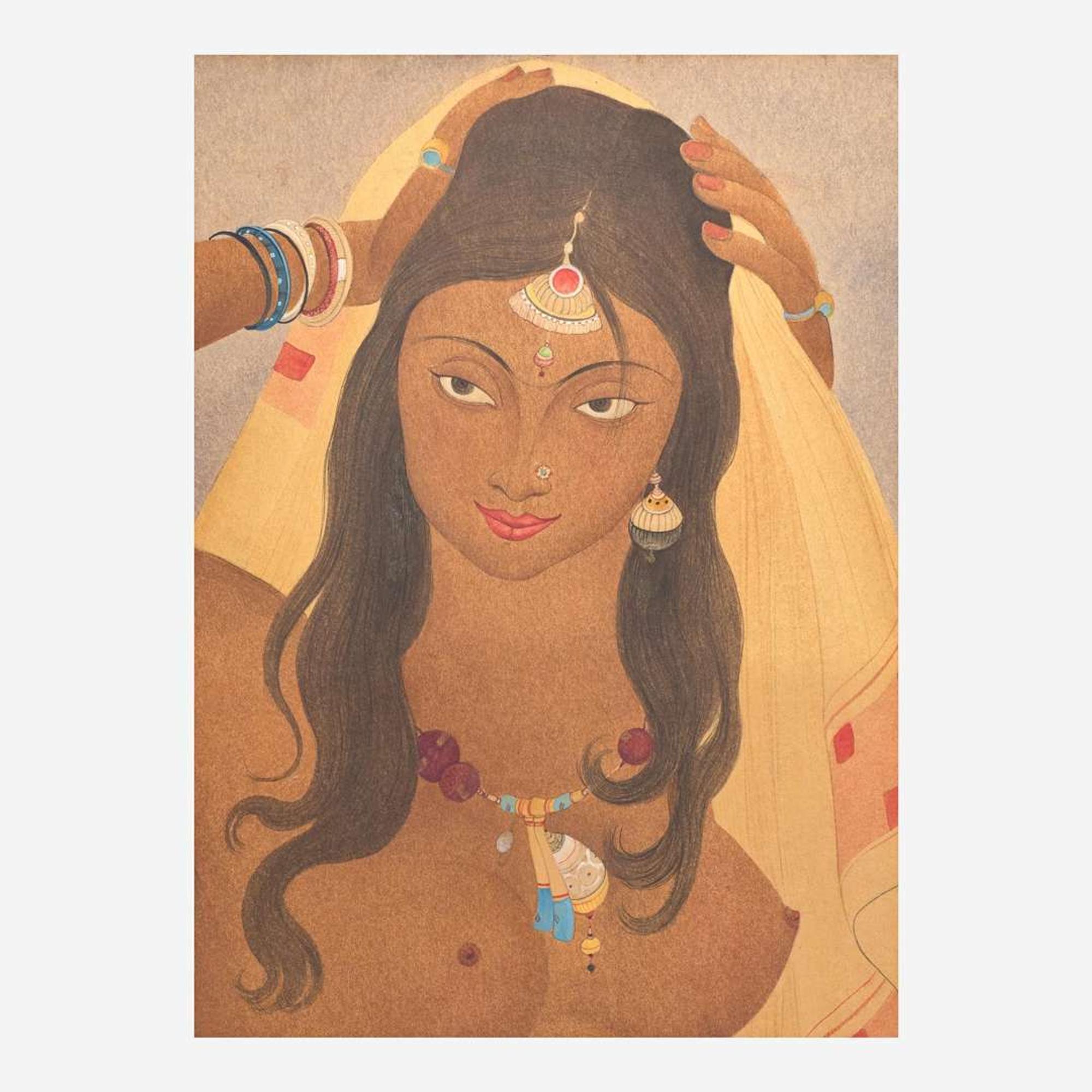 Abdur Rahman Chughtai (Pakistani, 1894-1975) Nude Goddess