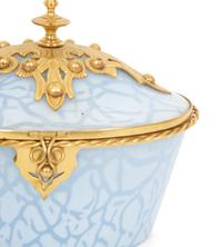 A French Gilt Bronze Mounted Mottled Blue Glass Box