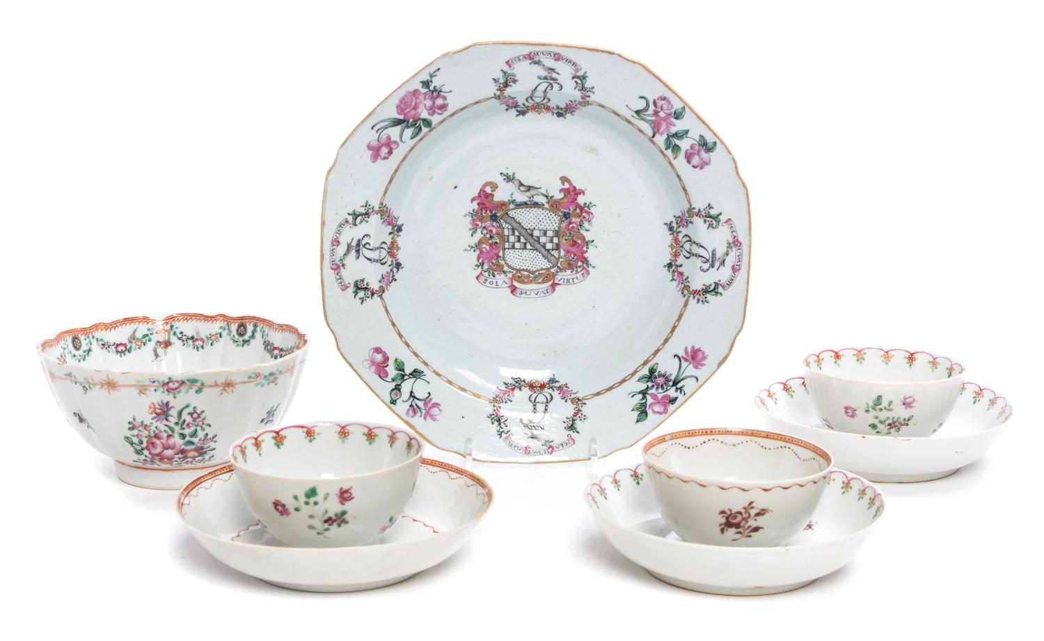 A Group of Export Porcelain Articles Diameter of largest 8 3/4 inches. — 18TH CENTURY