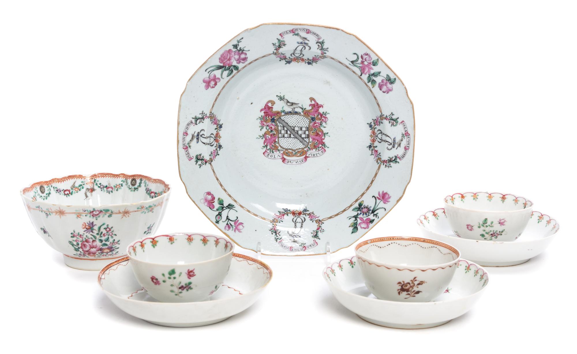 A Group of Export Porcelain Articles Diameter of largest 8 3/4 inches. — 18TH CENTURY