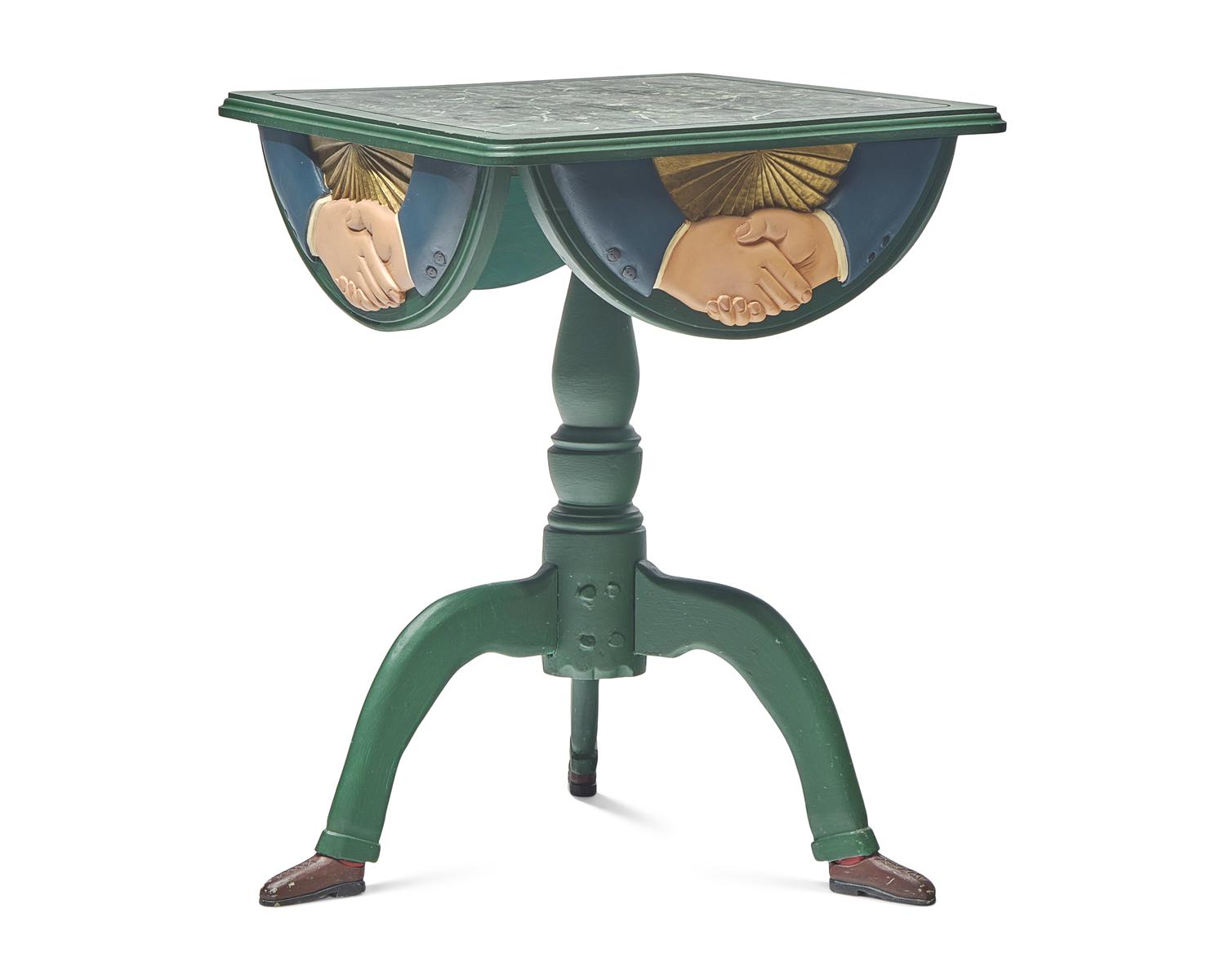 Stephen Huneck (1948-2010), A Carved and Painted "Fraternal" Side Table