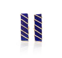 A Pair of 18 Karat Yellow Gold and Lapis Lazuli Cufflinks, Tiffany & Co., 8.20 dwts.