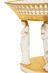 A Paris Porcelain Egyptian Revival Parcel Gilt Bisque Porcelain Centerpiece