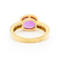PINK SAPPHIRE, DIAMOND, AND YELLOW GOLD RING