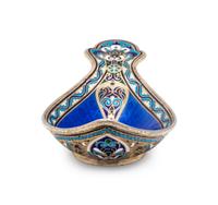 A Russian Silver and Guilloché Enamel Kovsh