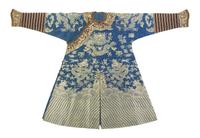 A Blue Ground Embroidered Silk Dragon Robe, Jifu
