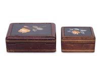 Two Continental Pietra Dura and Tooled Leather Boxes