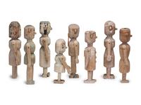 Eight Folk Art Carved Pine Figures
