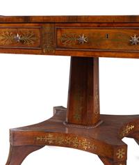 A Regency Brass Inlaid Rosewood Pedestal Sofa Table