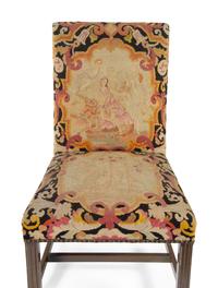 A Pair of George III Style Needlepoint Upholstered Mahogany Library Chairs
