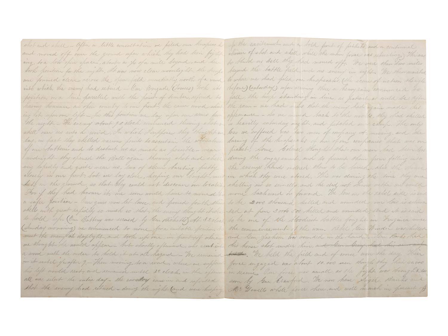 [CIVIL WAR]. Archive related to Albert Campbell Johnston and Nathaniel Dillhorn, 90th Pennsylvania Volunteers, incl. letter detailing the Battle of Cedar Mountain.
