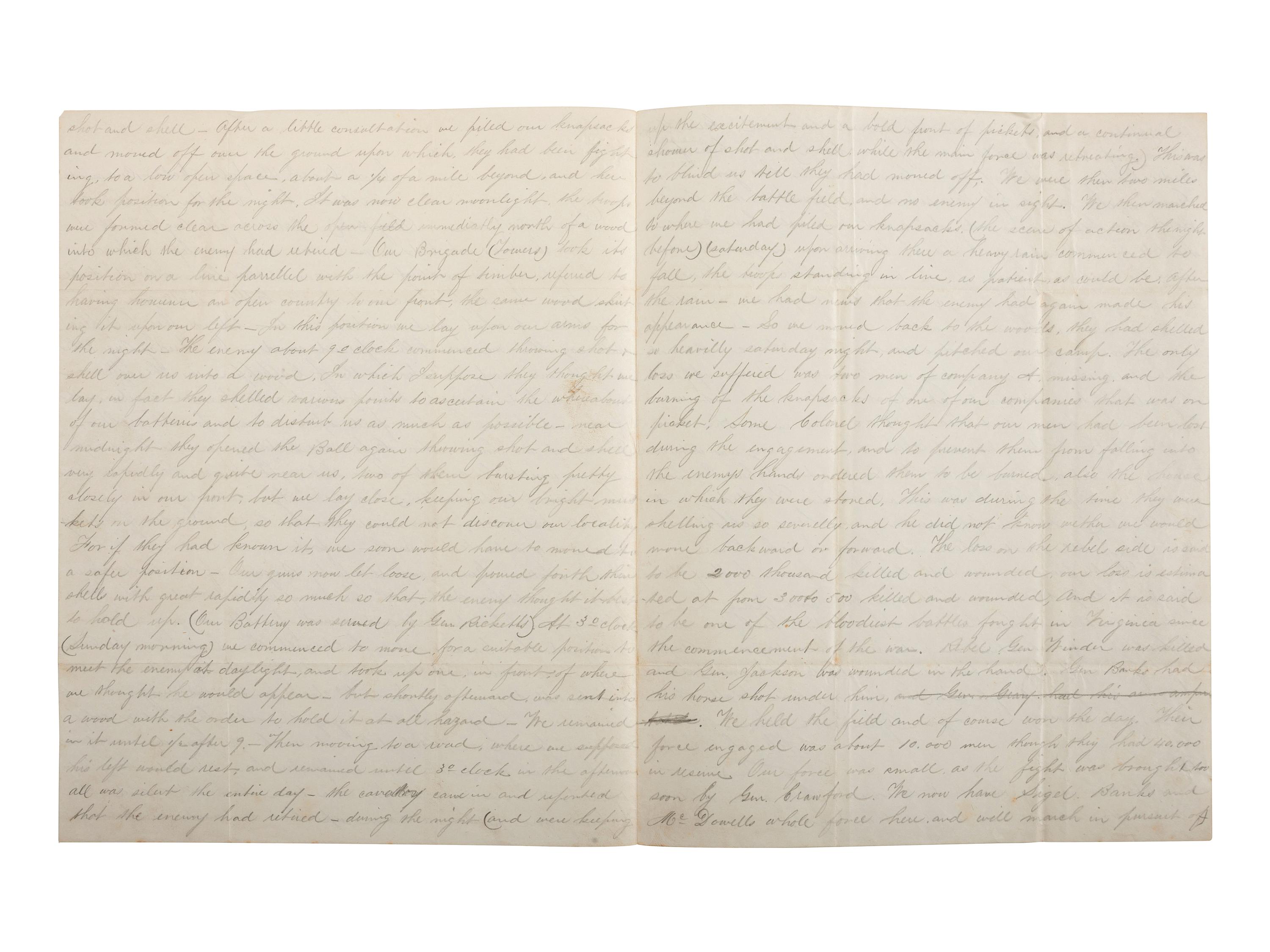 [CIVIL WAR]. Archive related to Albert Campbell Johnston and Nathaniel Dillhorn, 90th Pennsylvania Volunteers, incl. letter detailing the Battle of Cedar Mountain.