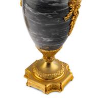 A Pair of Louis XVI Style Gilt Bronze Mounted Marble Urns