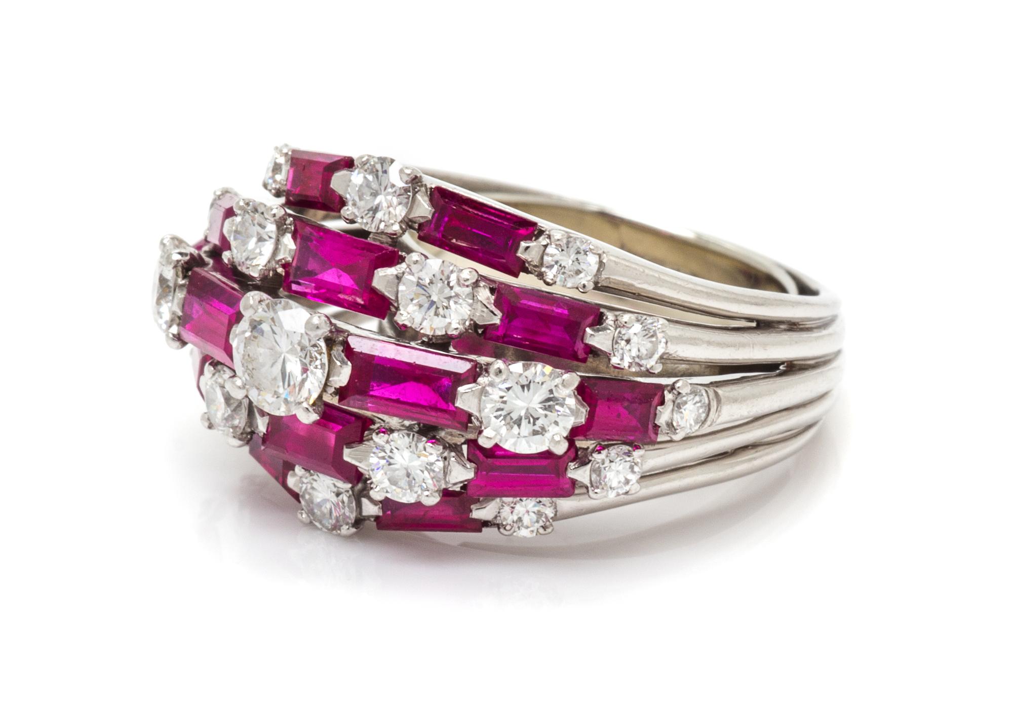 A Platinum, Diamond and Ruby Ring, Oscar Heyman Brothers, 7.10 dwts.