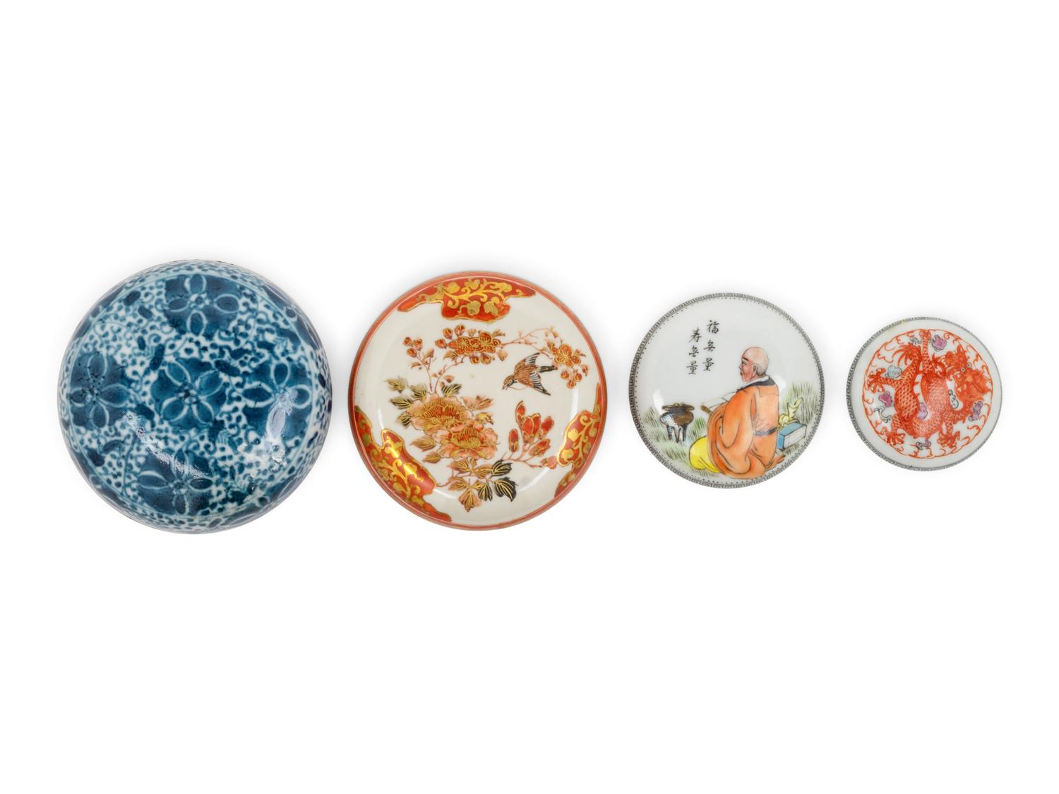 Three Chinese and One Japanese Porcelain Seal Paste Boxes