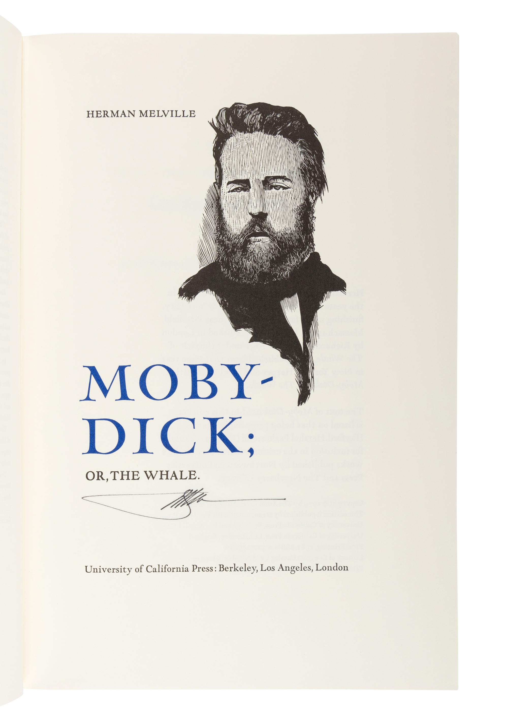 [MOSER, Barry (b. 1940), illustrator]. MELVILLE, Herman (1819-1891). Moby Dick; or, The Whale . Berkeley: University of California Press, 1981.