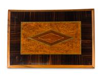 A Continental Burl Walnut, Calamander and Marquetry Side Table