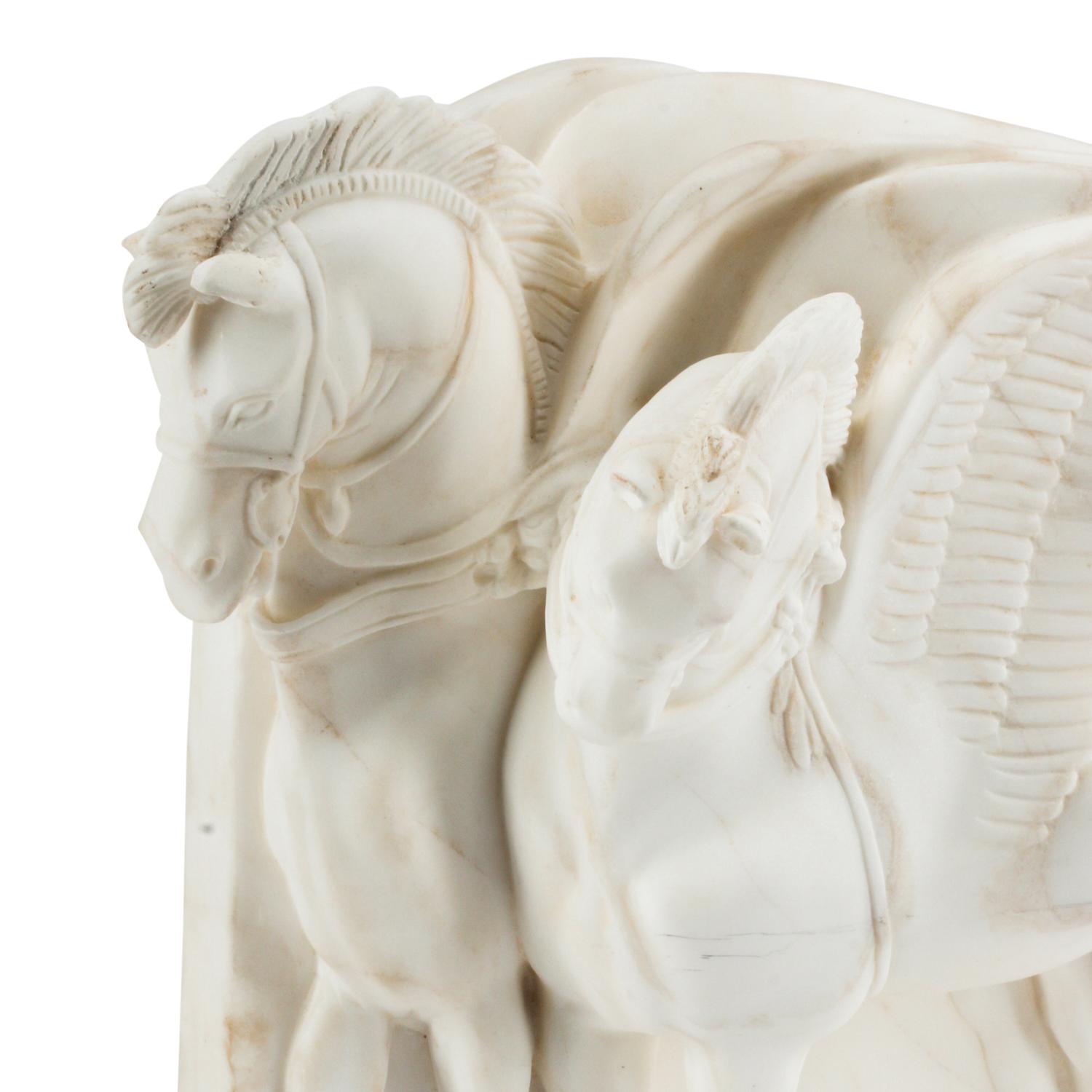 An Italian Carved Marble Horse Group