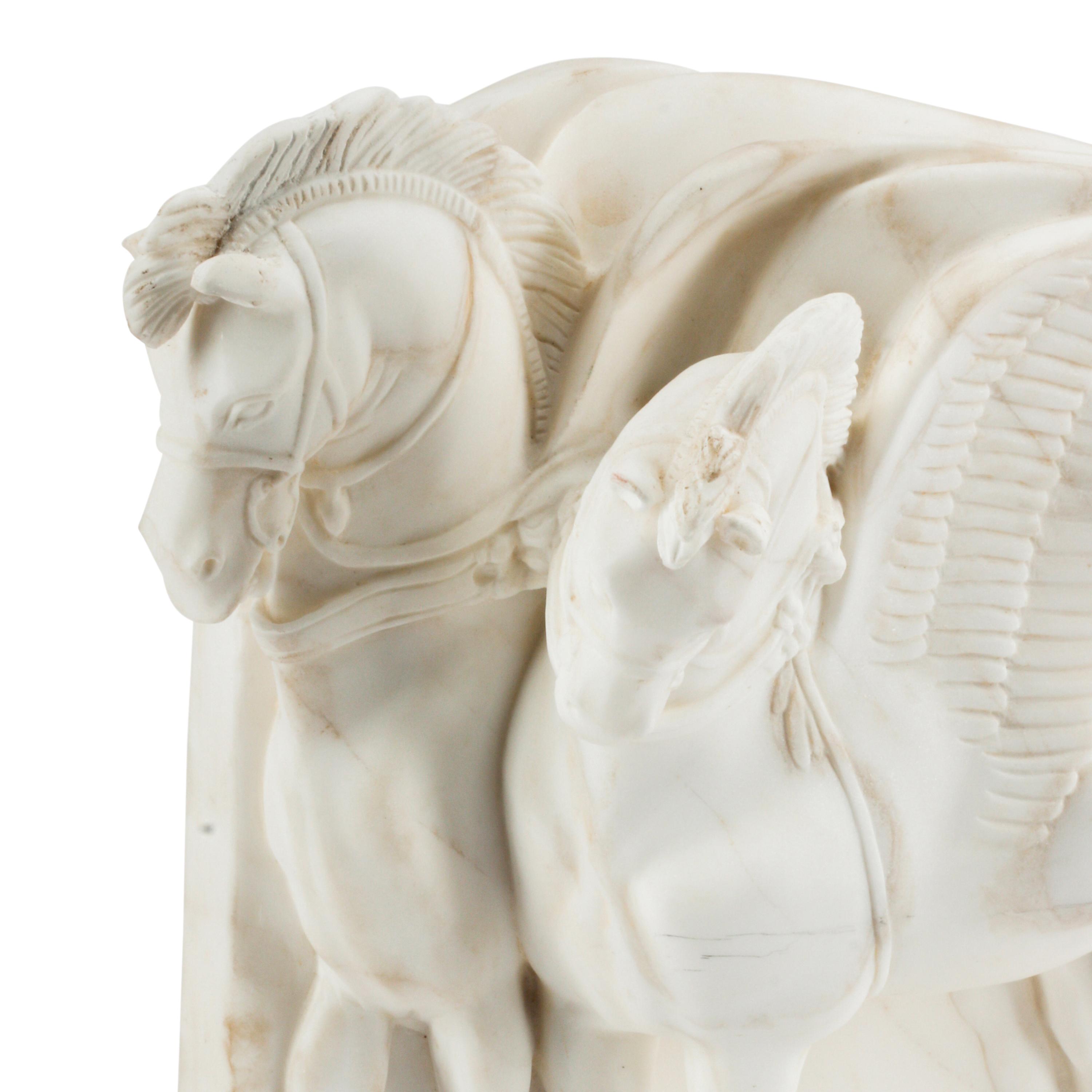 An Italian Carved Marble Horse Group