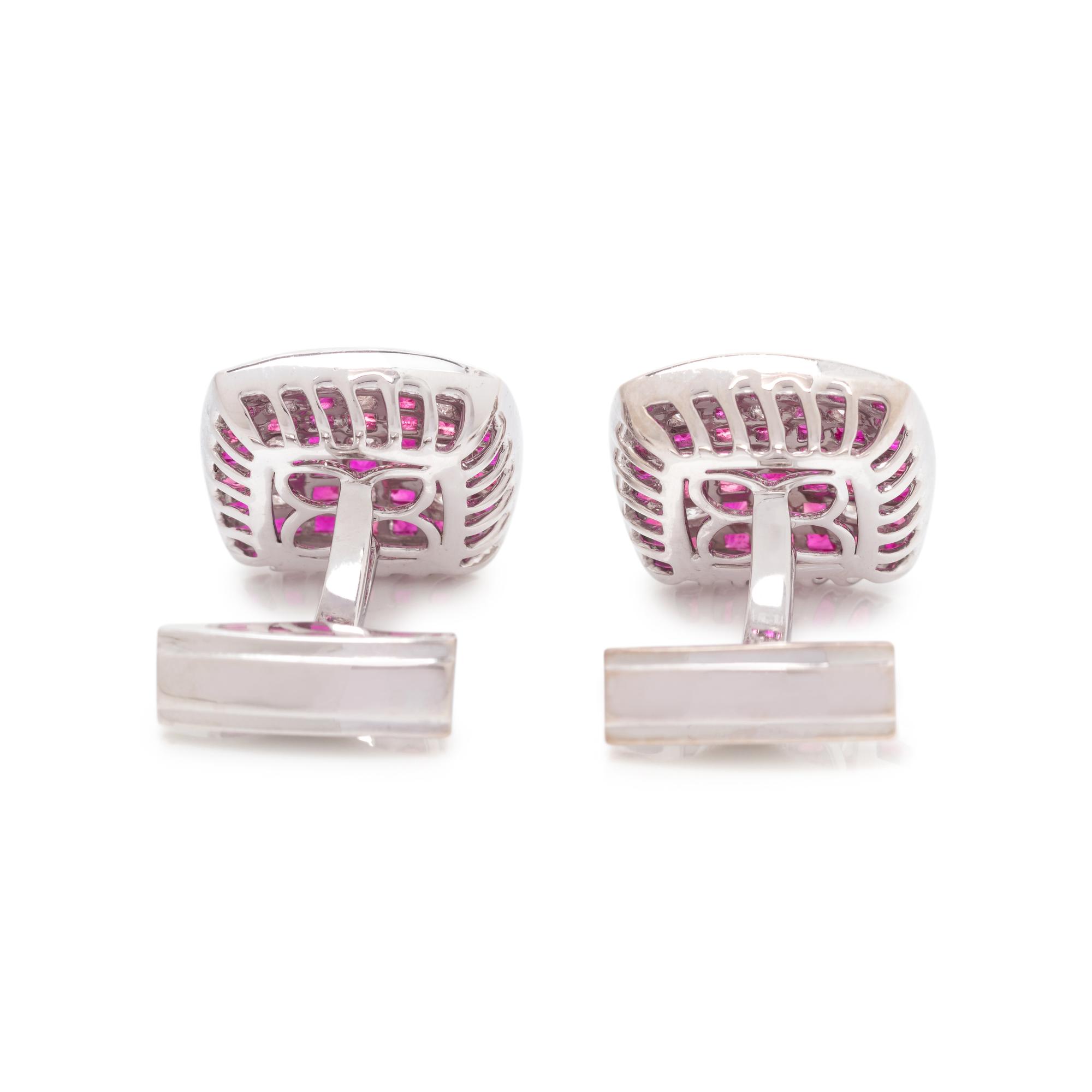 RUBY AND DIAMOND CUFFLINKS