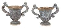 A Pair of Neoclassical Style Composition Campana Form Garden Urns Height 19 1/4 inches x width 23 inches, opening diameter 13 1/2 inche — 20TH CENTURY