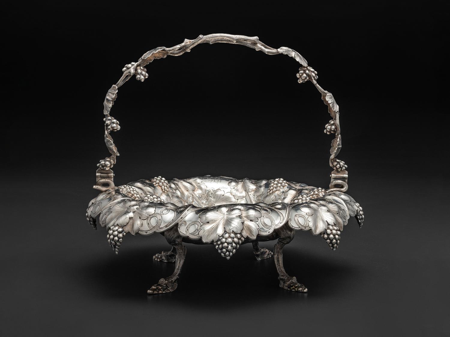 An American Repousse Silver Swing-Handle Basket